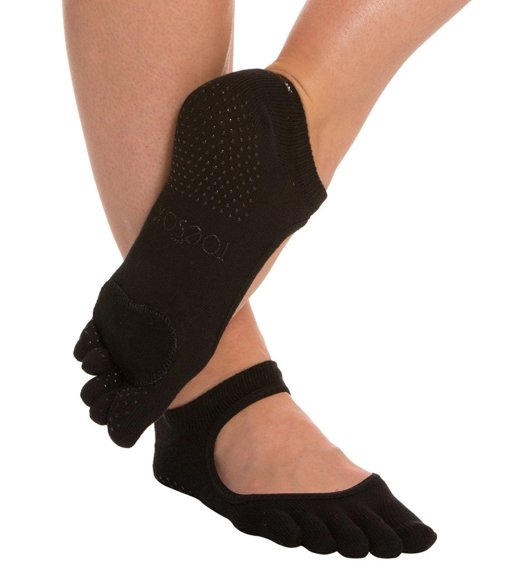 Toesox Plie Full-Toe Yoga & Grip Socks Black
