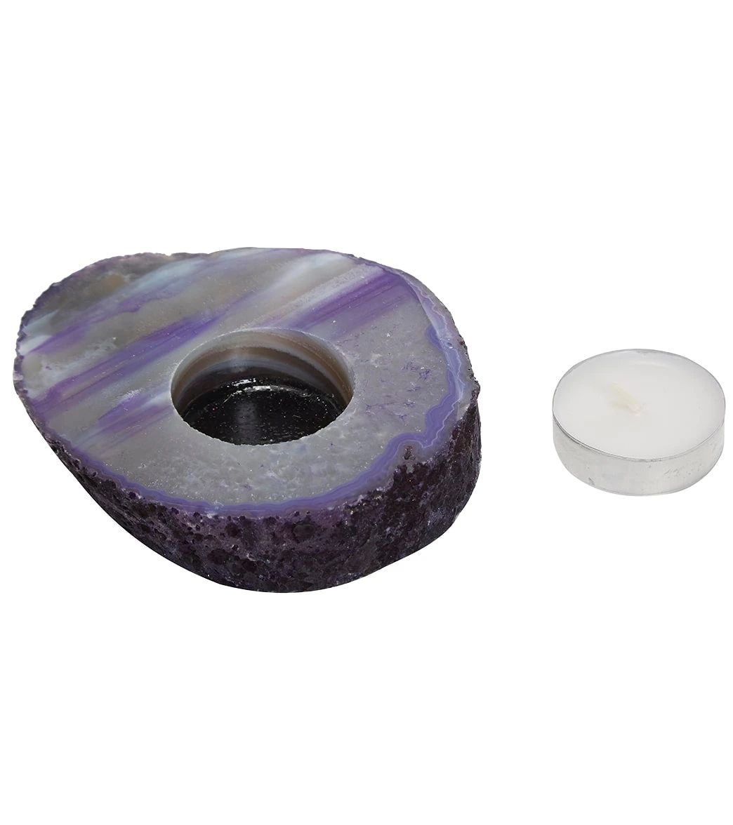 SoulMakes Agate Slab Candle Holder Purple