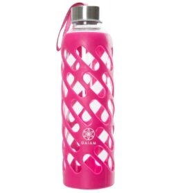 Gaiam Wild Berry Sure Grip Glass Water Bottle 20oz