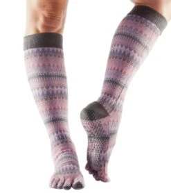 Toesox Knee High Scrunch Full-Toe Yoga Grip Socks Siren