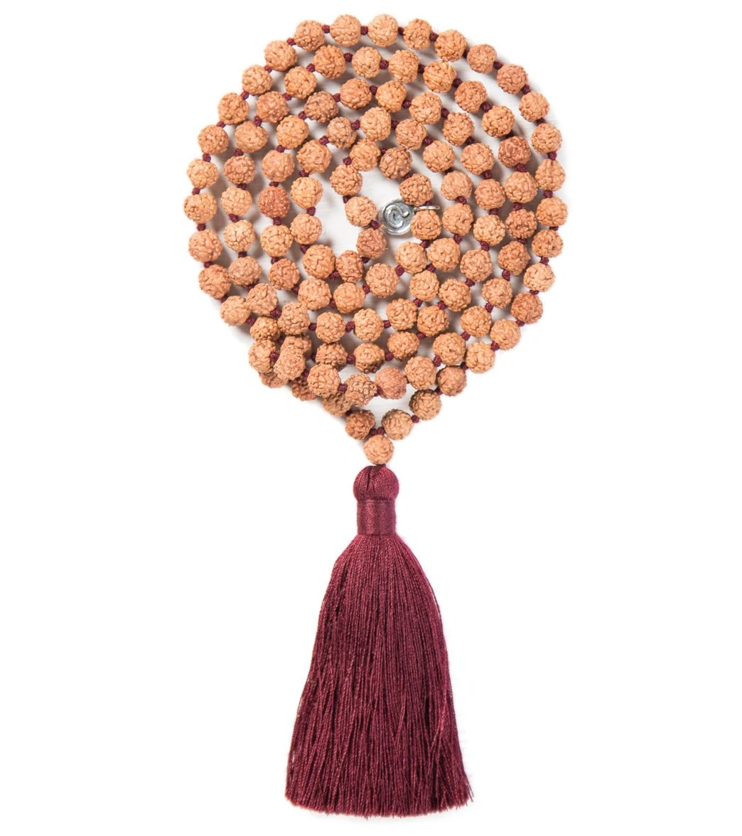 Mala Collective Meditate Traditional Japa Mala Necklace Burgundy/Rudraksha - Image 2