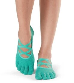 Toesox Elle Full-Toe Yoga Grip Socks Emerald