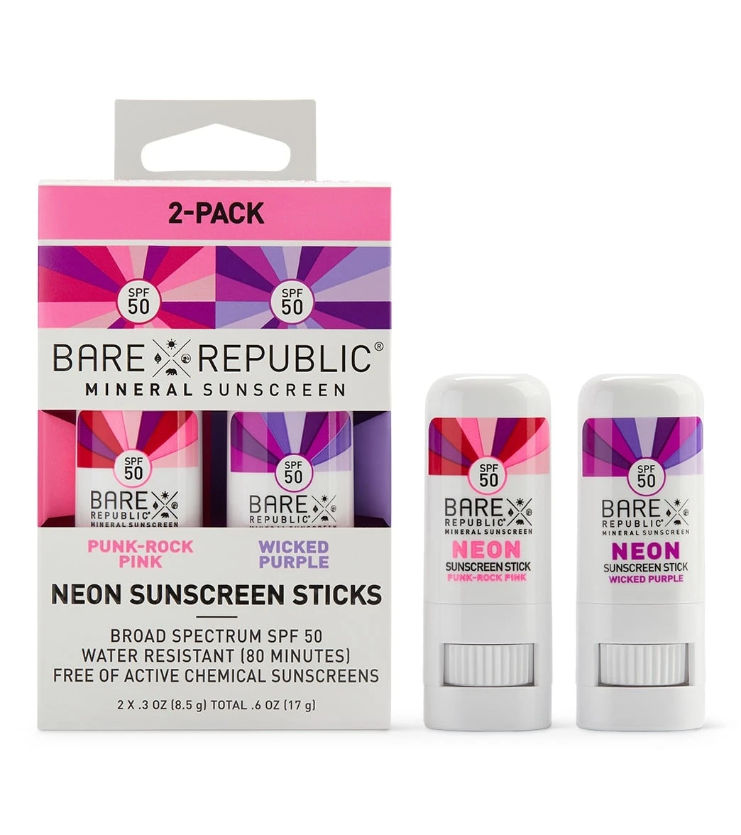 BARE Republic Mineral Neon SPF 50 Color Stick 2 Pack Pink/Purple - Image 2