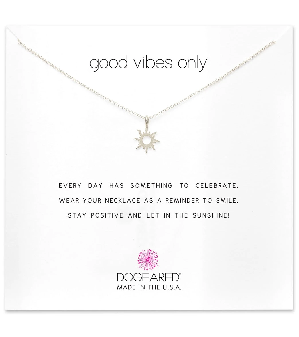 Dogeared Good Vibes Only Radiant Sun Necklace Silver - Image 3