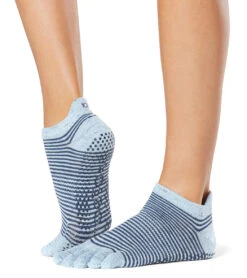 Toesox Grip Full Toe Low Rise Socks Bluebell