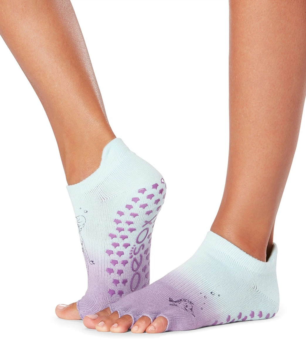 Toesox Grip Half Toe Low Rise Socks Ariel + Flounder