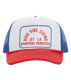 Spiritual Gangster HV Living Trucker Hat Blue Red