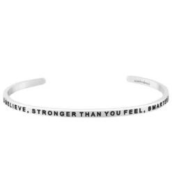 Mantraband Braver Than You Believe, Stronger Than You Feel, Smarter Than You Think Bracelet Silver