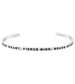 Mantraband Kind Heart, Fierce Mind, Brave Spirit Bracelet Silver