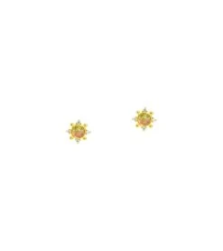 TAI Jewelry Watermelon Tourmaline Medallion Studs Gold And Watermelon Tourmaline