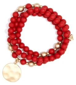 Zenzii Matte Beaded Wrap Charm Bracelet Red
