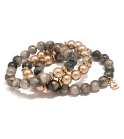 Zenzii Iridescent Beaded Stretch Bracelet Gray