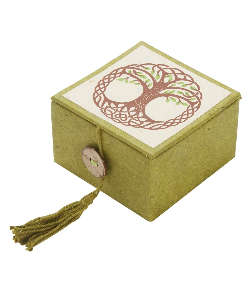 DZi Mini Meditation Bowl Box: 2" Tree Of Life Green
