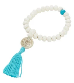 DZi Wrist Mala: Throat Chakra, Aqua