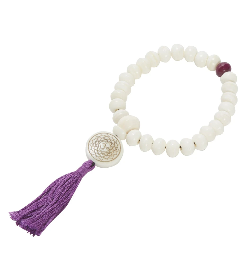 DZi Wrist Mala: Crown Chakra, Purple - Image 3