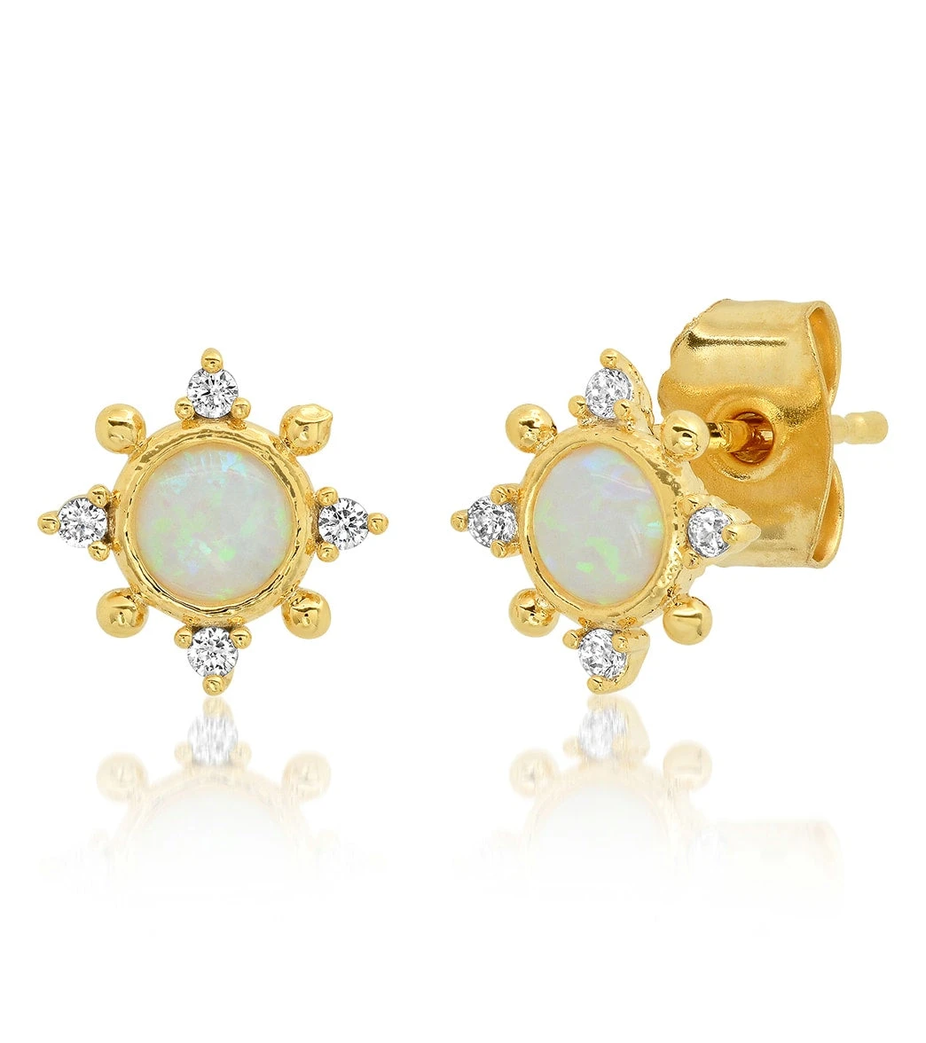 TAI Jewelry Opal Circle CZ Cluster Studs - Image 2