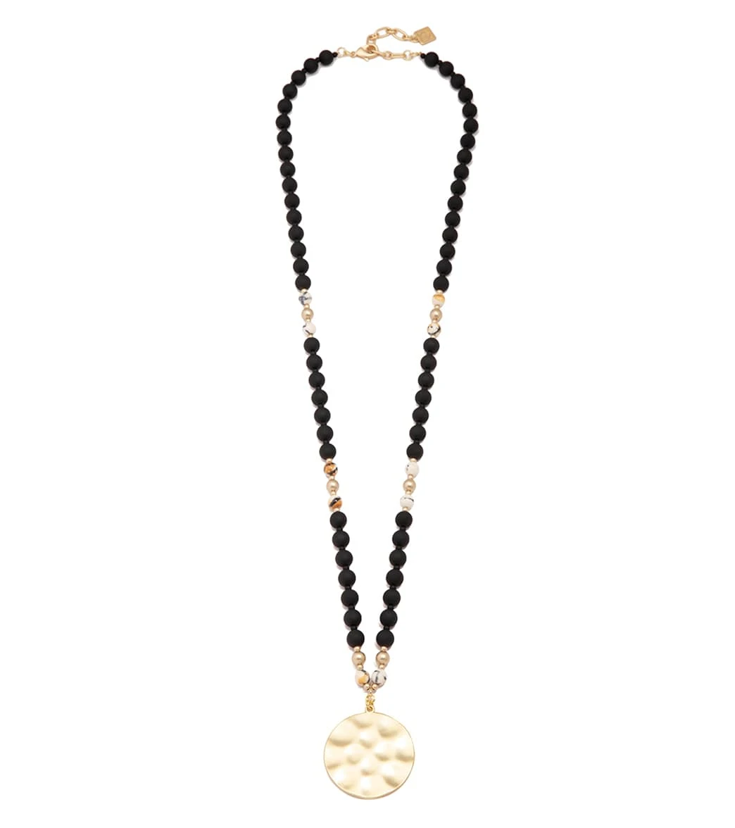 Zenzii Porcelain & Resin Beaded Pendant Necklace Black