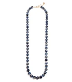 Zenzii Iridescent Beaded Long Necklace Navy