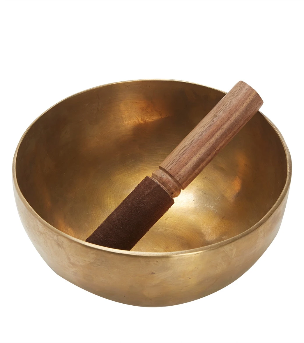 DZi Singing Bowl: 8'' Handbeaten W/ 7.5" Brown Leather Striker
