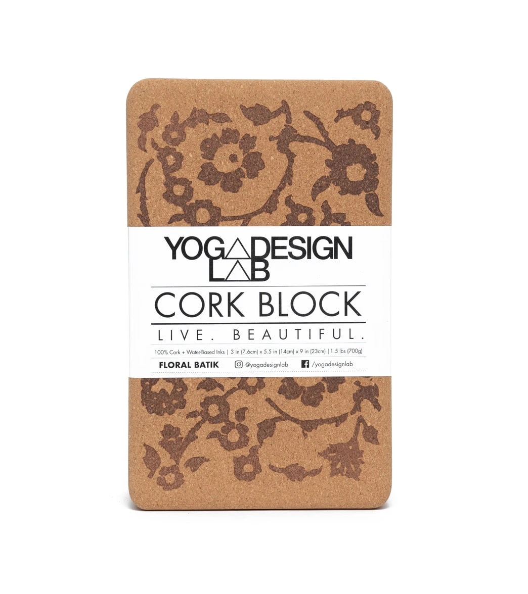 Yoga Design Lab Cork Yoga Block Floral Batik Tonal Batik Tonal