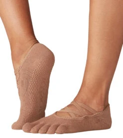 Toesox Elle Full-Toe Yoga Grip Socks Natural