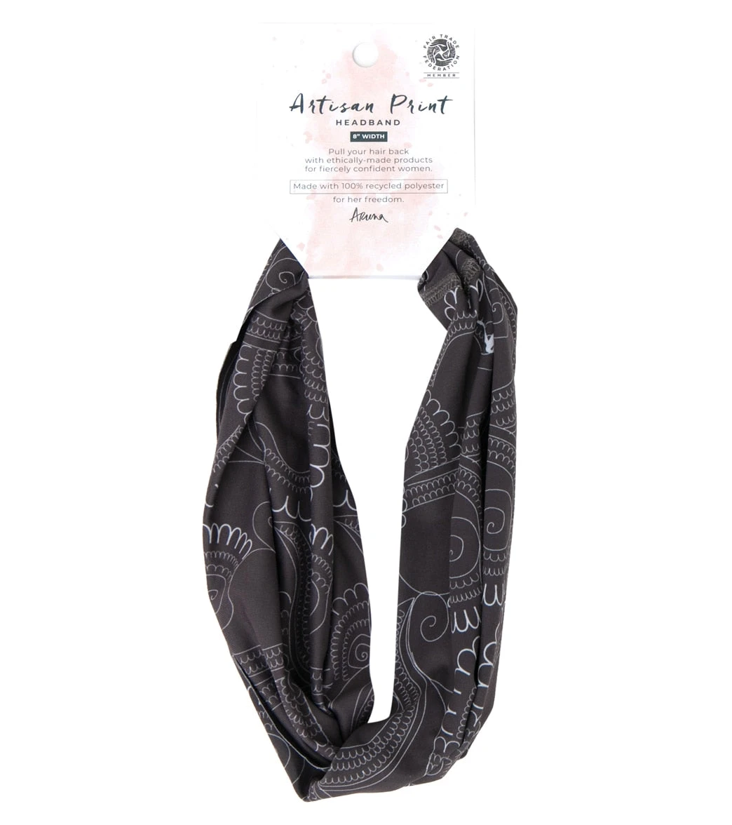 Aruna Project Rita Artisan Collection Headbands Mehendi Gray & White - Image 3